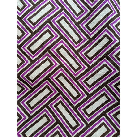 Vintage 60s 70s Funky Retro Fabric, Purple Black Cream Geometric Pattern 44" BTY - Picture 6 of 7